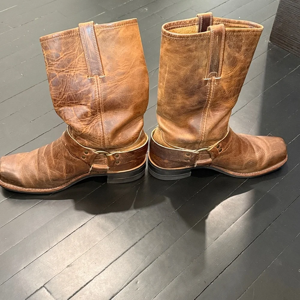 Frye Brown Leather Harness Cowboy Boots MENS SIZE 11 - Picture 5 of 11